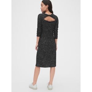 NWT Gap Softspun Long Sleeve Twist Open Back Midi Dress Gray Small S